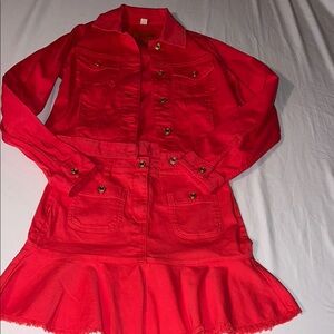 Michael Kors Orange-pink   jacket and skirt  Ruffle Hem set